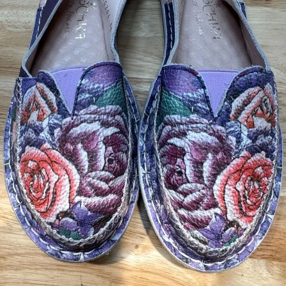 Anuschka Hand-painted Leather Adjustable Slingback Flats Women's EU Sz 39 US 8.5